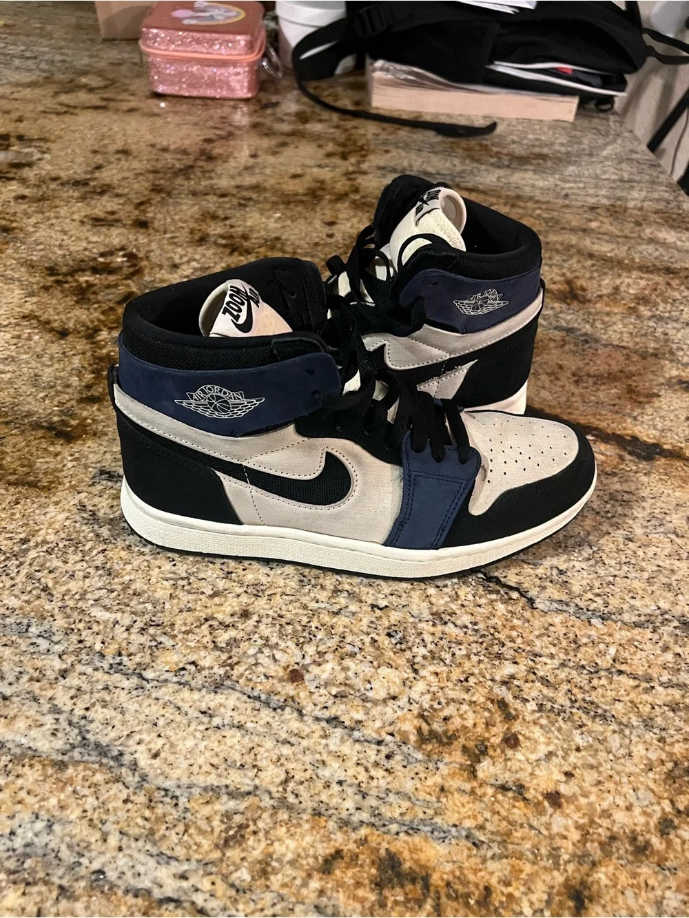 Jordan 1 Mid Men’s Sneakers — Black, Navy, Cream